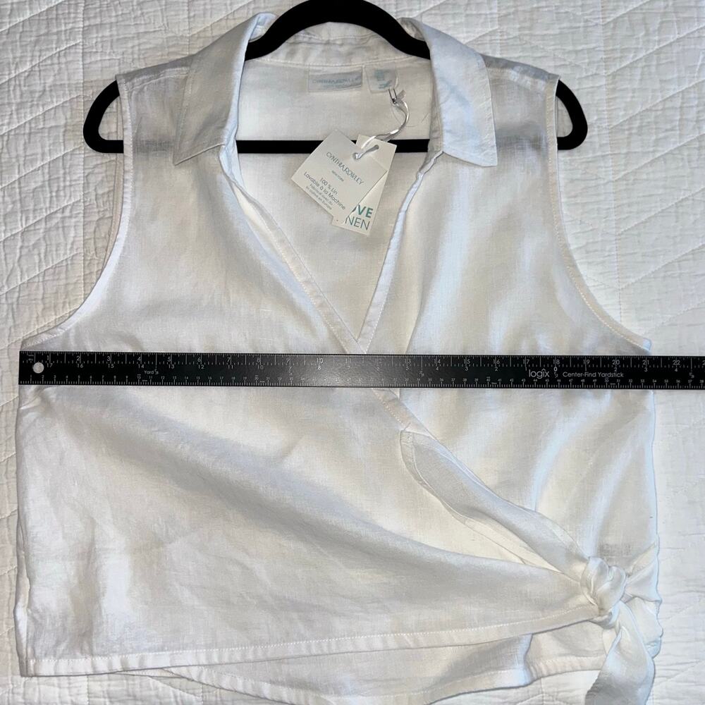 NWT Cynthia Rowley White Linen Sleeveless Wrap Tie Blouse – Size XL - Picture 8 of 9